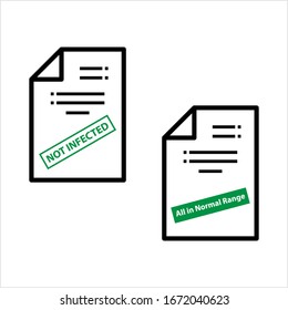 Medical Test Report Negative Icon, Medical Confirmatory Test Report Is Negative, Negative Conclusion On Confirmatory Test, Patient Not Infected Vector Art Illustration