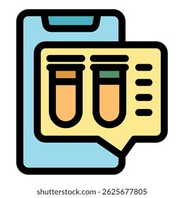 Resultados de testes médicos sendo exibidos em uma tela de smartphone, sugerindo resultados de laboratório on-line e tecnologia de saúde