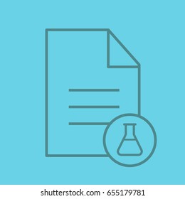 Medical Test Results Color Linear Icon. Text Document With Lab Flask. Thin Line Outline Symbols On Color Background. Vector Illustration