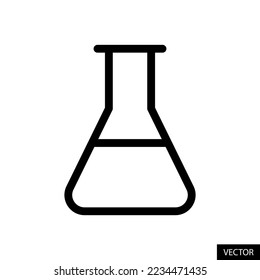 Medical test tube, Chemical flask vector icon in line style design for website, app, UI, isolated on white background. Editable stroke. EPS 10 vector illustration.