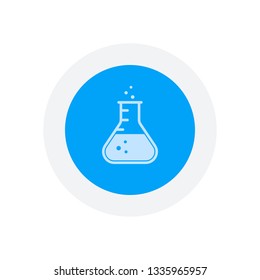 Medical test tube icon. Icon in colored circle with gray bold border. Web button, modern flat design