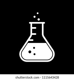 Medical test tube icon. White icon on black background. Inversion