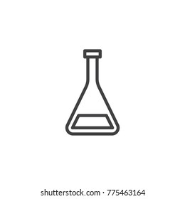 Medical test tube line icon, outline vector sign, linear style pictogram isolated on white. Conical flask symbol, logo illustration. Editable stroke
