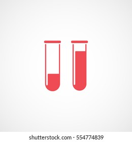 Medical Test Tube Red Flat Icon On White Background