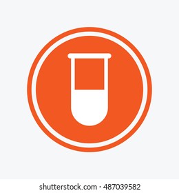 Medical test tube sign icon. Laboratory equipment symbol. Graphic design element. Flat laboratory symbol on the round button. Vector