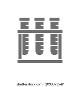 Medical test tubes, analyzes grey icon. Isolated on white background