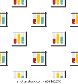 Medical test tubes in holder pattern seamless for any design vector illustration