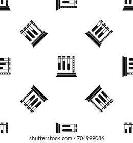 Medical test tubes in holder pattern repeat seamless in black color for any design. Vector geometric illustration