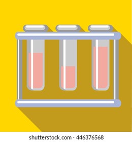 Medical test tubes icon in flat style with long shadow