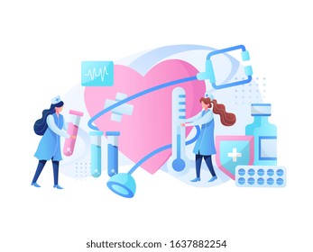 Medical tests Blue and pink illustrations. health consultations. laboratory analysis. thermometer laboratory assistance.