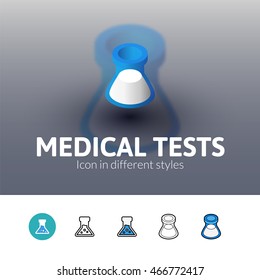 Medical tests color icon, vector symbol in flat, outline and isometric style isolated on blur background