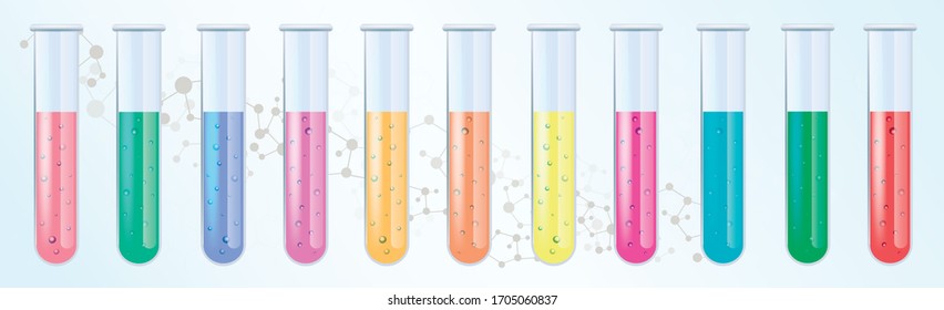 Medical tests in flasks in a laboratory