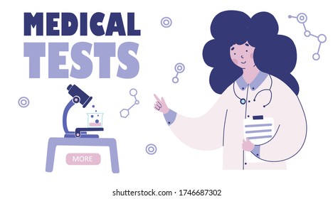 Laboratorium für medizinische Untersuchungen, Vektor-Illustrationsflachdesign. Wissenschaftliche Forschung, Cartoon Web-Banner, Webseite.
