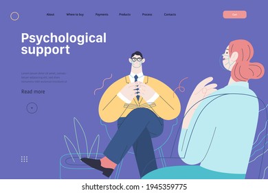 Medical tests template - psychological support. Modern flat vector
