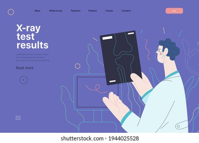 Medical tests template - x-ray test. Modern flat vector