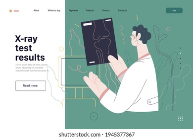 Medical tests template - x-ray test. Modern flat vector