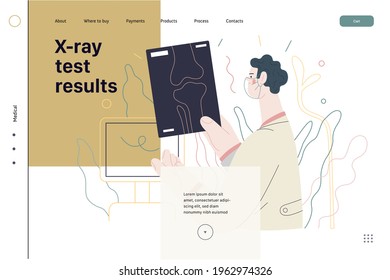 Medical tests template - x-ray test. Modern flat vector