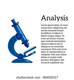 exámenes médicos, ilustración vectorial con microscopio, estudio de enfermedades humanas. Pruebas y estudios médicos, revisión de gérmenes y bacterias, microorganismos a través de un microscopio.