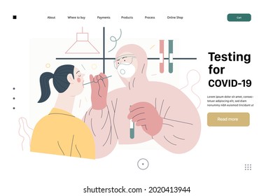 Medical tests web page template - testing for COVID-19