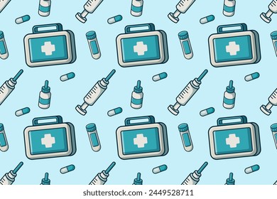 medical theme illustration seamless pattern background