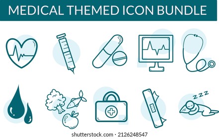 Conjunto de iconos con temas médicos con color verde 