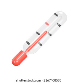 Medical thermometer 3d icon. Body temperature measuring device. Isolated object on a transparent background