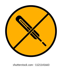 Medical thermometer for body. not allowed, black object in warning sign with orange background color