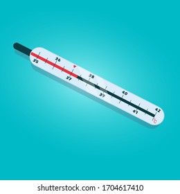 Medical thermometer with a Celsius scale.