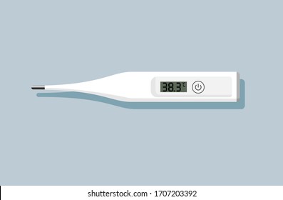 medizinisches Thermometer. Digitales Thermometer einzeln auf langen Schatten. Flaches Design, Vektorillustration Illustration.Elektronisches Thermometer zeigen Temperatur gesunden Menschen. Thermometersymbol... 