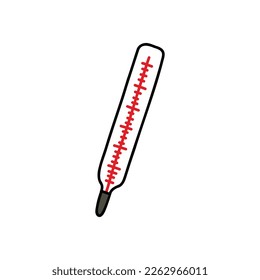 Medical thermometer doodle icon, vector illustration