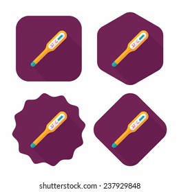 medical thermometer flat icon with long shadow