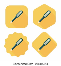 medical thermometer flat icon with long shadow