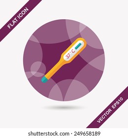 medical thermometer flat icon with long shadow
