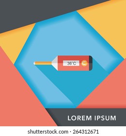 medical thermometer flat icon with long shadow,eps10