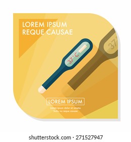 medical thermometer flat icon with long shadow