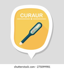 medical thermometer flat icon with long shadow