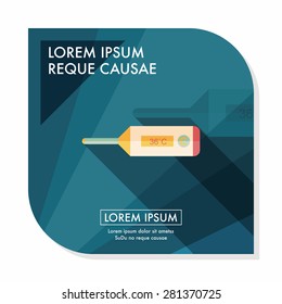 medical thermometer flat icon with long shadow,eps10
