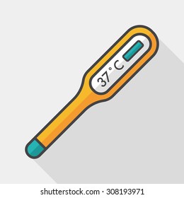 medical thermometer flat icon with long shadow