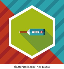 medical thermometer flat icon with long shadow,eps10