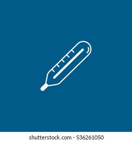 Medical Thermometer Flat Icon On Blue Background