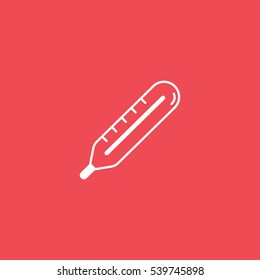 Medical Thermometer Flat Icon On Red Background