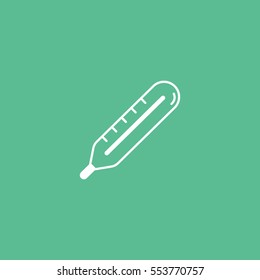 Medical Thermometer Flat Icon On Green Background