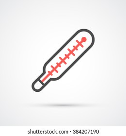 Medical thermometer flat icon. Vector illustration