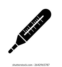 Ícone de termômetro médico design de silhueta preta.