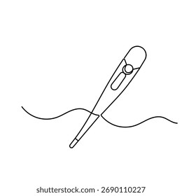Ícone do termômetro médico   desenho contínuo de uma linha da ilustração de vetor de contorno 