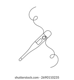 Icono de termómetro médico   Dibujo continuo de una línea de Ilustración vectorial de contorno 