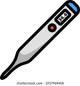 Medical Thermometer Icon. Editable Thick Outline With Color Fill Design. Vector Illustration.