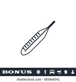 Medical thermometer icon flat. Black pictogram on white background. Vector illustration symbol and bonus button