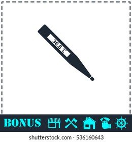 Medical thermometer icon flat. Simple vector symbol and bonus icon