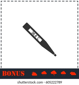 Medical thermometer icon flat. Simple vector symbol and bonus icon